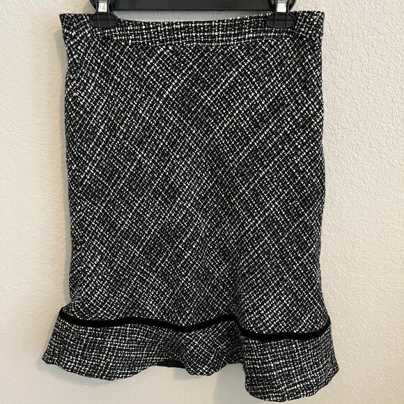 GAP Black /White A-line Tweed Classic Lined Skirt Size 4 Wool Blend Y2K Preppy - Picture 1 of 8